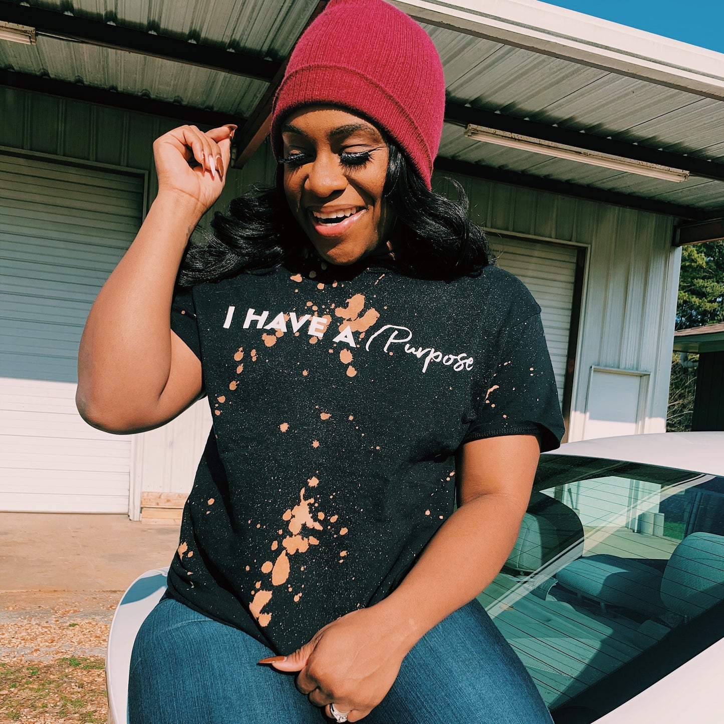 Limited Edition Black Bleached I Have A Purpose T-shirt - Young Woman