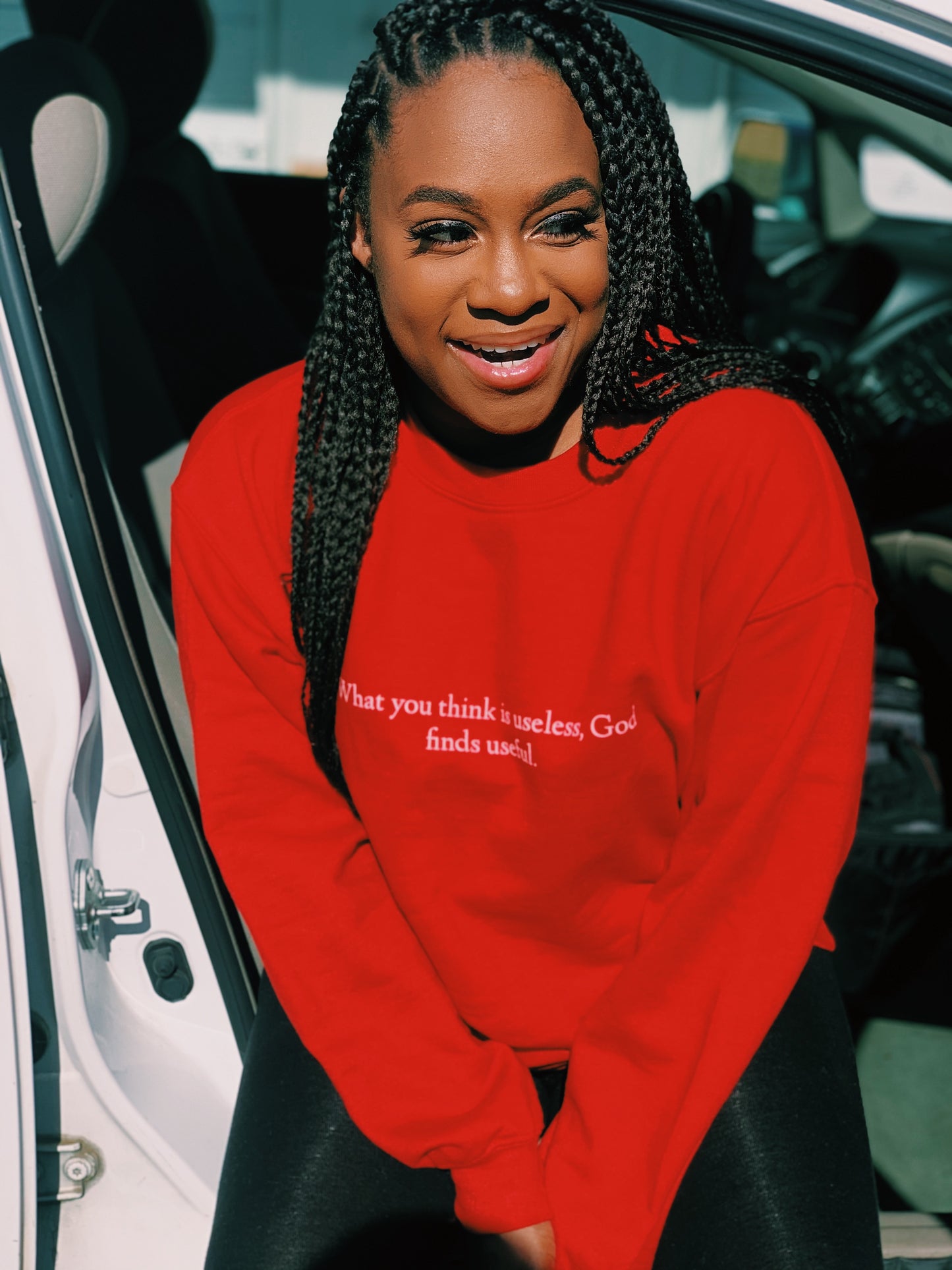 Useful Red Unisex Sweatshirt - Young Woman