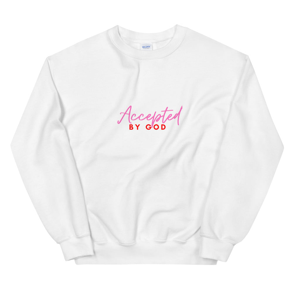 Accepted By God White Unisex Sweatshirt - Young Woman